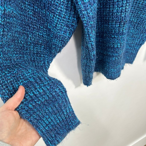 Honors Mens Blue Chunky Knit Sweater L Textured Pullover Vintage Grandpa Cabin - Picture 2 of 6